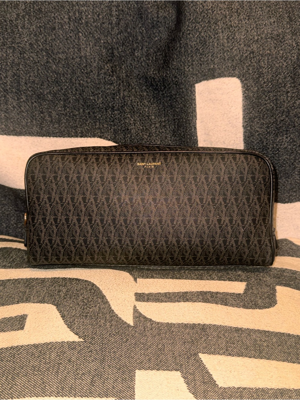 Saint Laurent Monogram Coated Canvas Cosmetic~Toiletry Bag